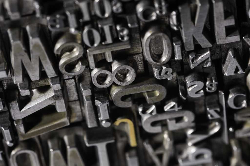Metal letterpress types, also called lead letters. Historical letterpress types letters used in Gutenberg presses. These letters were the beginning of typography.